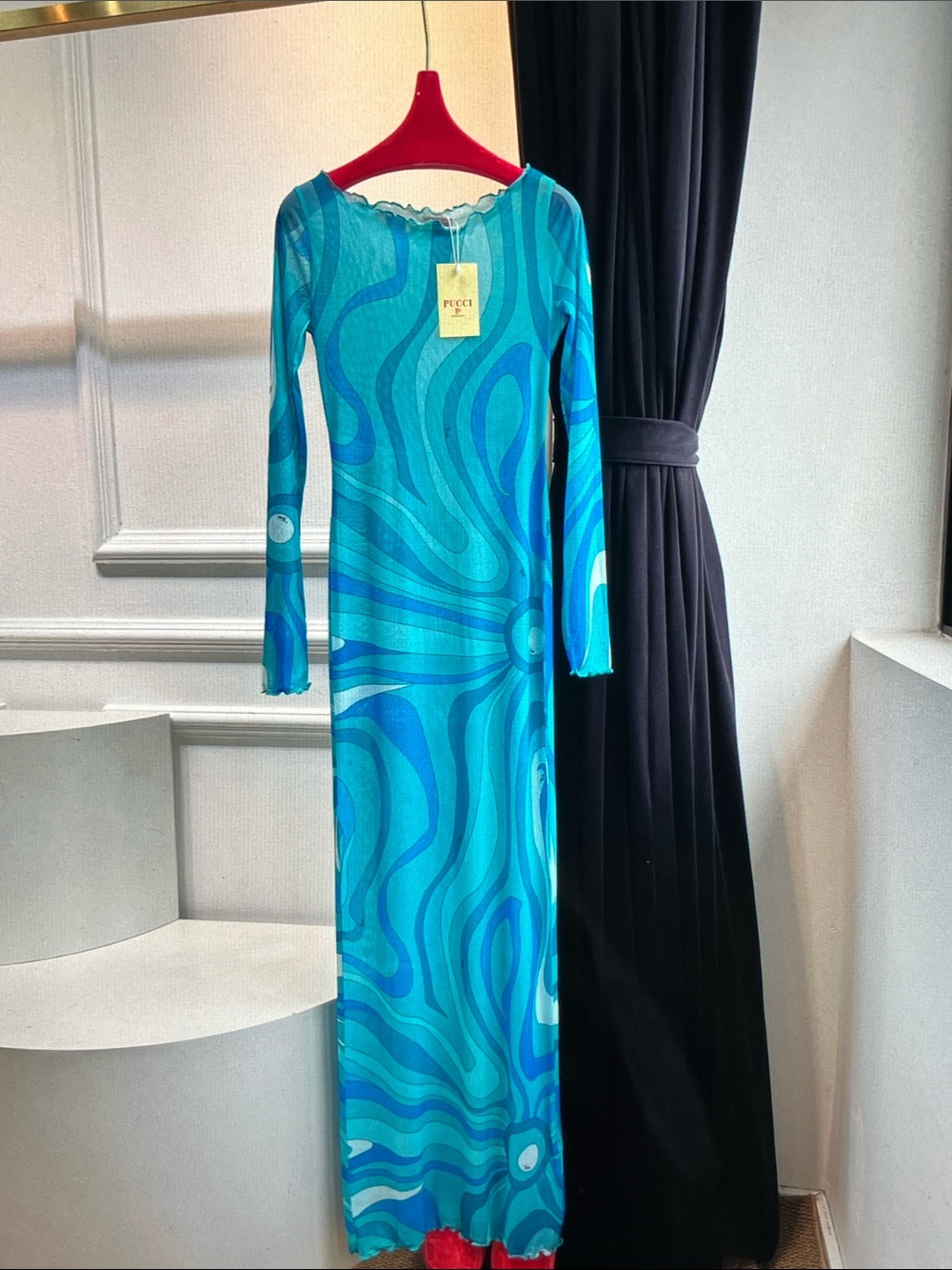 Emilio Pucci Teal and Aqua Psychedelic-Print Maxi Dress